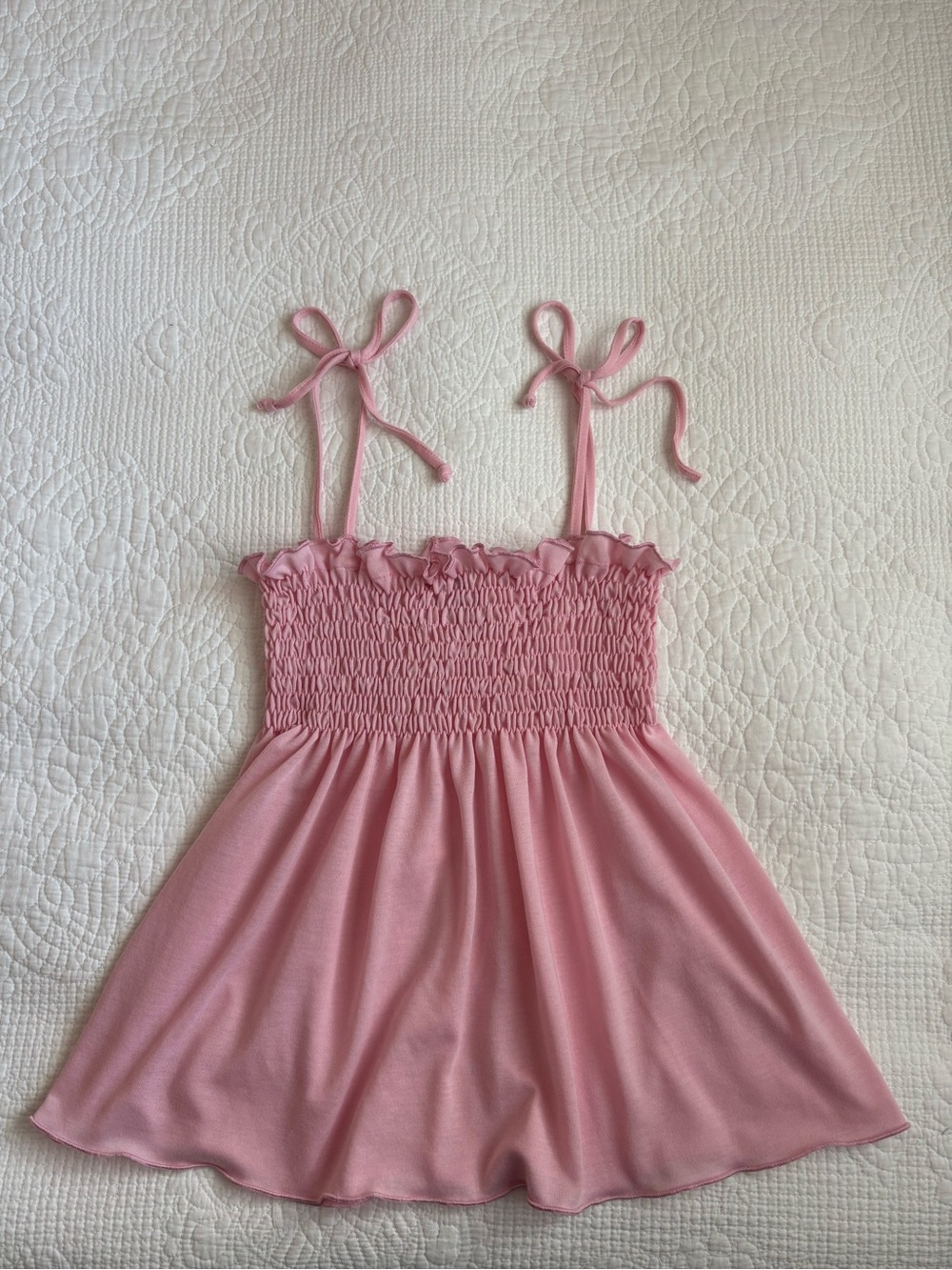 Vintage 90s Babydoll Smocked Tie Up Tank Top